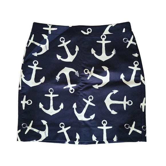 J. Crew Dresses & Skirts - J. Crew Women's Size 0 Dizzy Anchors Postage Stamp Mini Skirt Nautical NEW